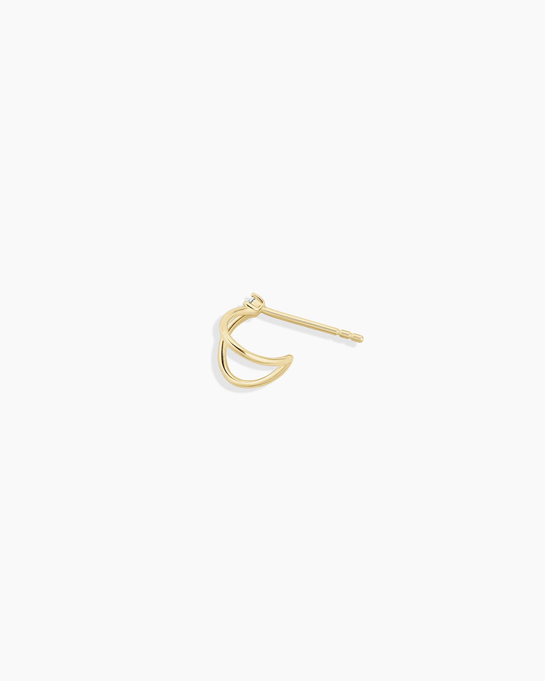 14K Diamond Solitaire Split Single Huggie