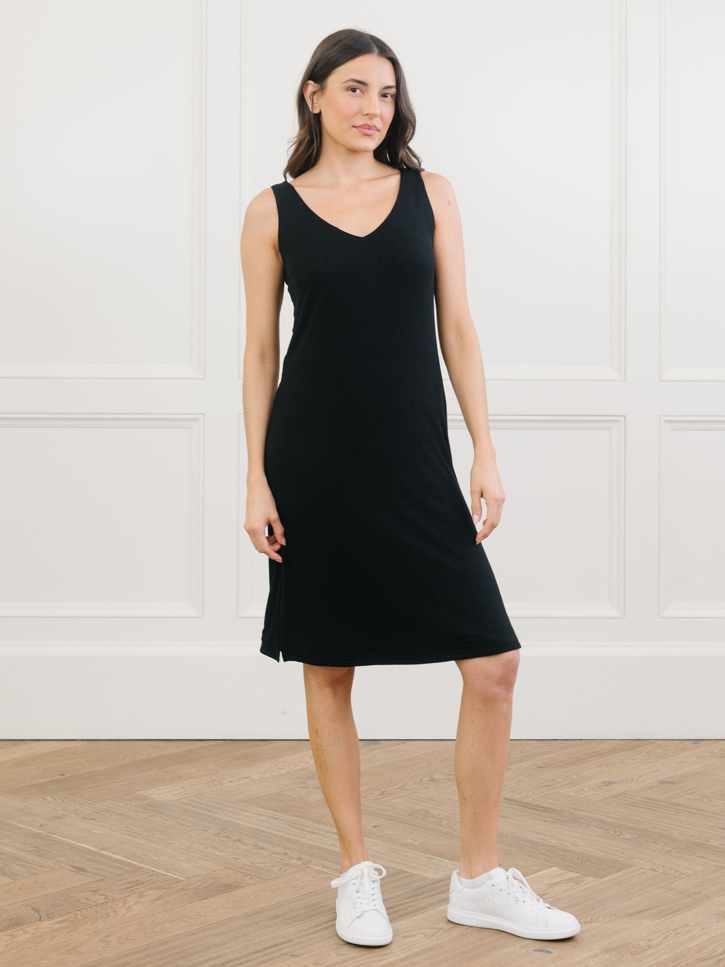 Women’s Bamboo Rib-Knit V-Neck Tank Lounge Dress - Last Chance