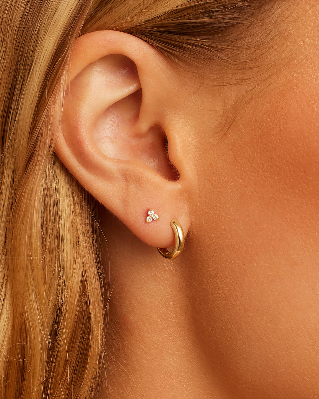 14K Diamond Bali Flat Back Studs