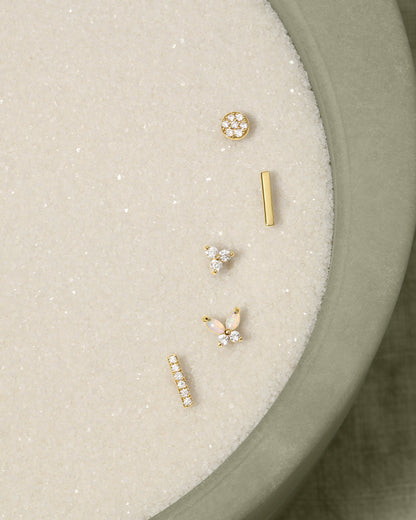 14K Diamond Bali Flat Back Single Stud