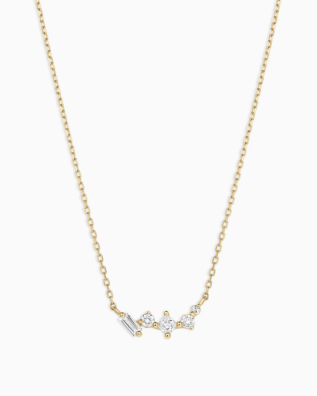 14K Diamond and White Sapphire Amara Cluster Necklace