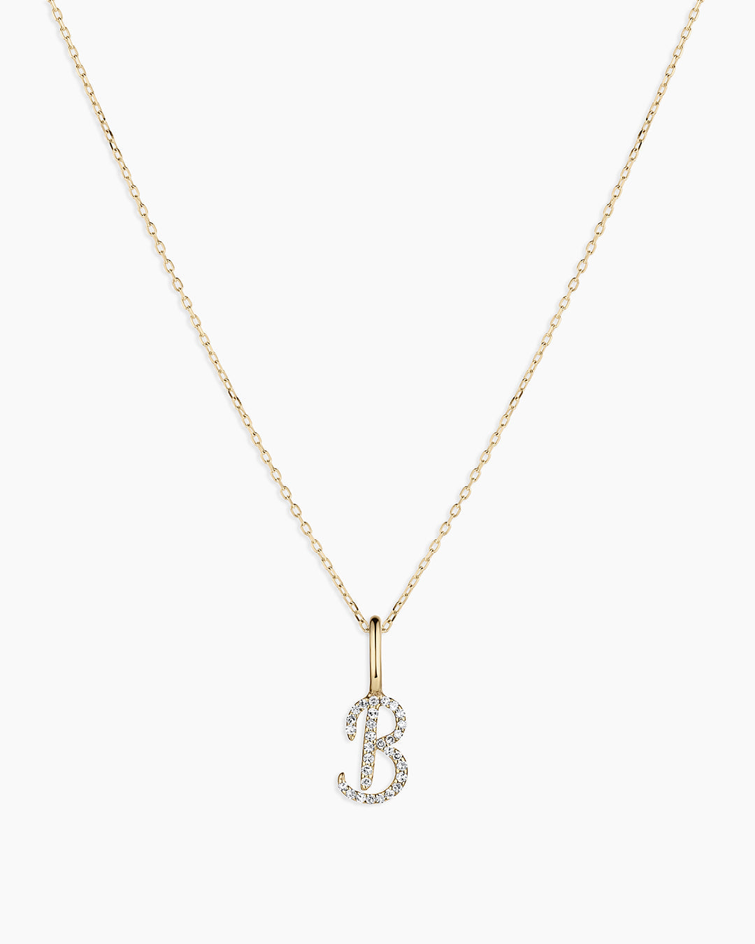 14K Diamond Script Alphabet Charm Necklace