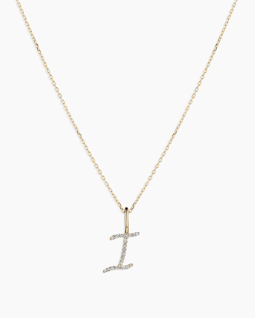 14K Diamond Script Alphabet Charm Necklace