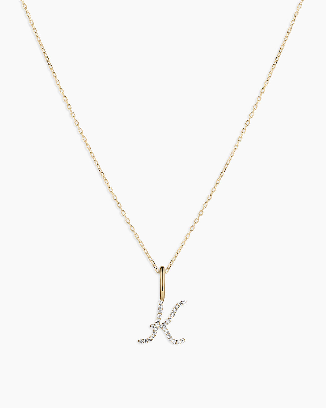 14K Diamond Script Alphabet Charm Necklace