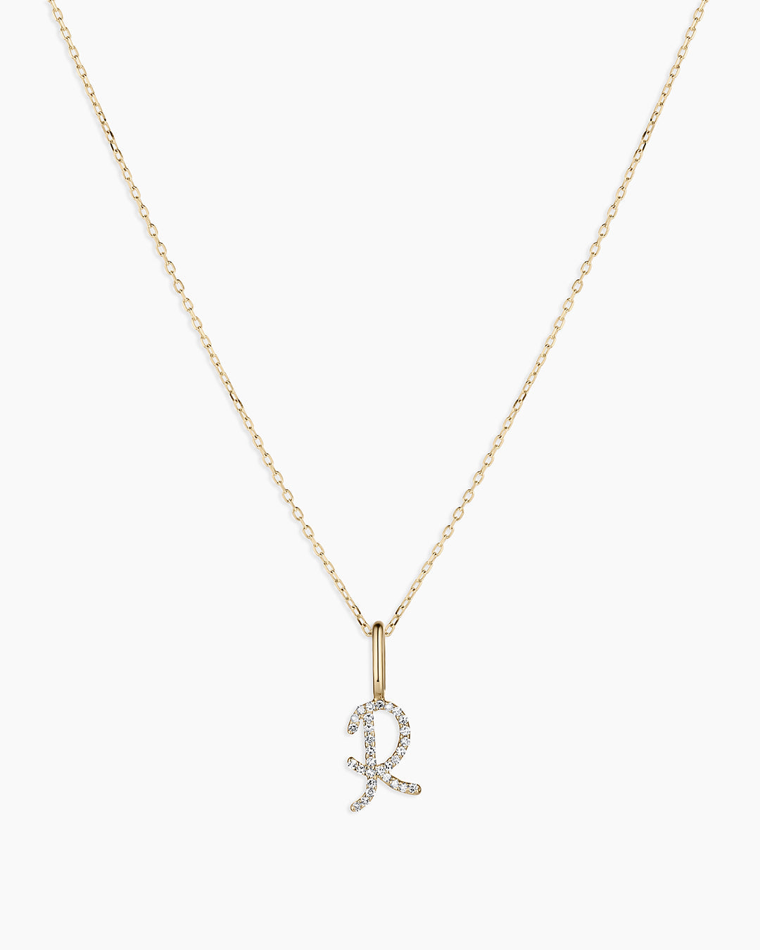 14K Diamond Script Alphabet Charm Necklace