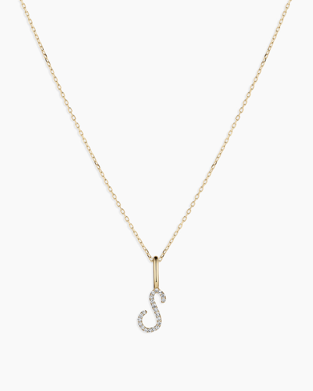 14K Diamond Script Alphabet Charm Necklace