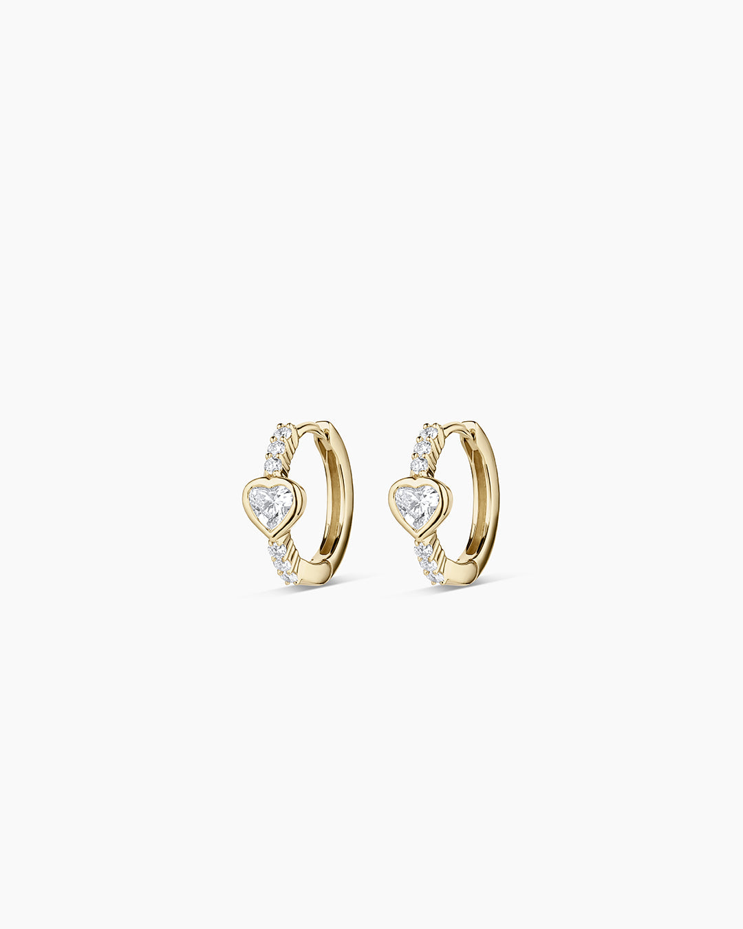 14K Lab Grown Diamond Heart Huggies