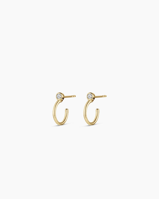 14K Lab Grown Diamond Circle Stud Huggies