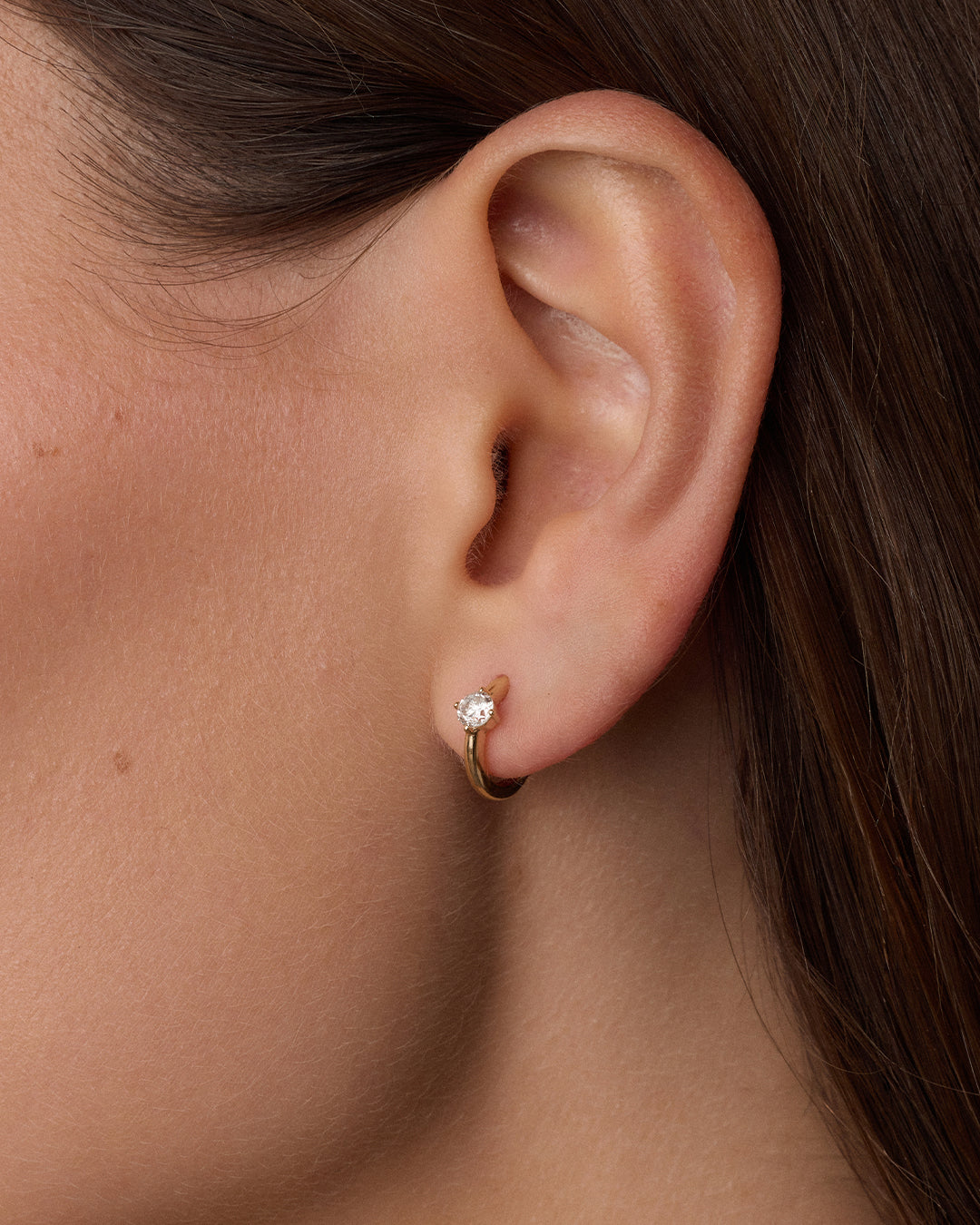 14K Lab Grown Diamond Solitaire Huggies