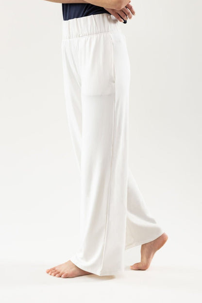 Women's Brushed Bamboo Wide Leg Pull On Pant & Pullover Crew Set