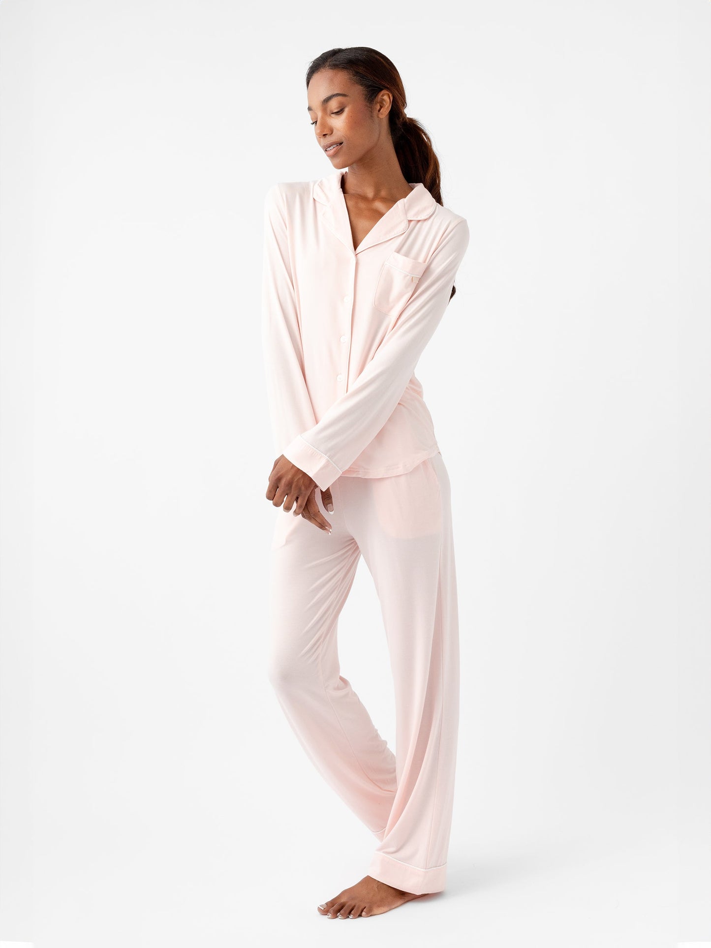 Women's Bamboo Stretch-Knit Long Sleeve Pajama Top TALL