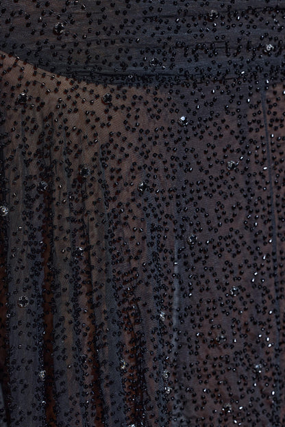 Embellished Handkerchief Hem Skirt in Black