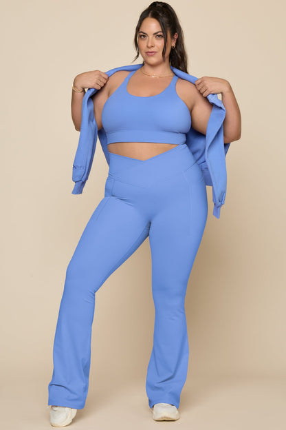 Crisscross Hourglass® Flared Legging with Pockets - Nordic Blue