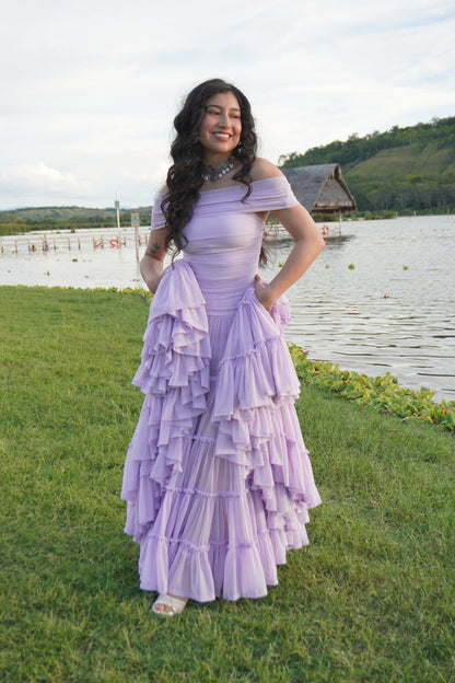 Off the Shoulder Tiered Gown by TransformationsbyTracy - DIY Upcycle Kit