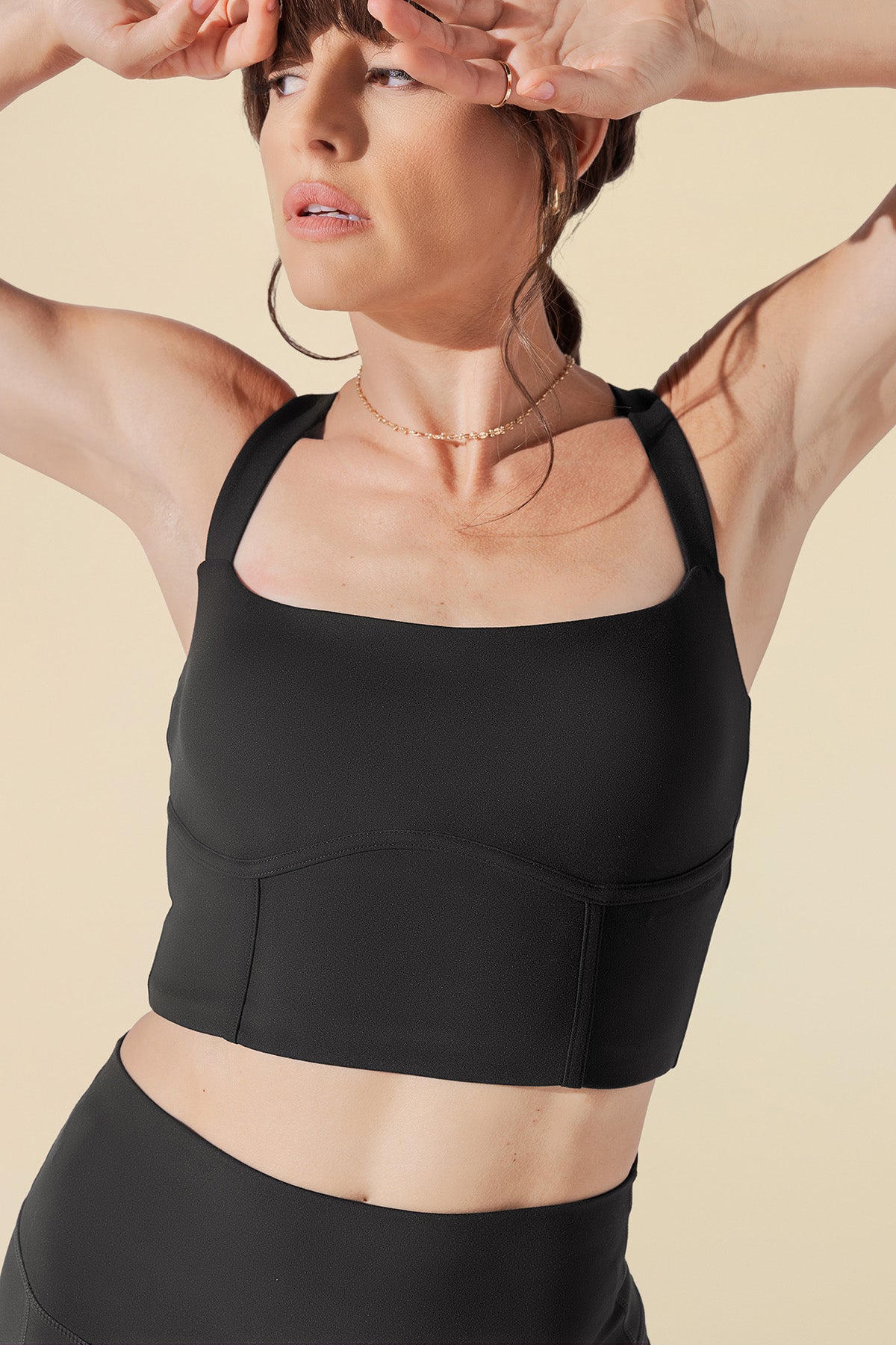 Daphne Corset Crop Top - Black