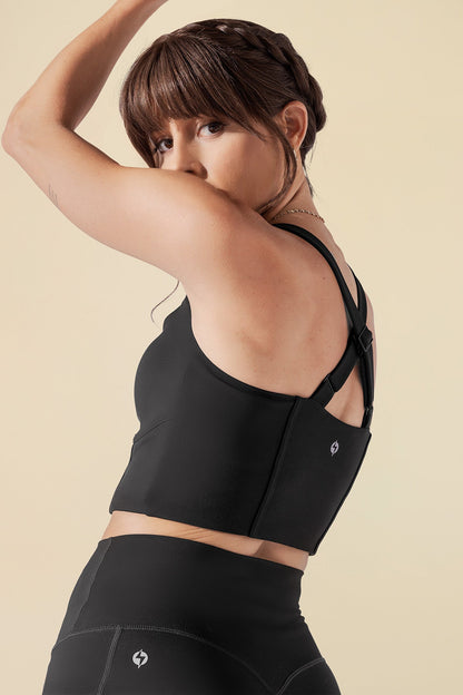 Daphne Corset Crop Top - Black