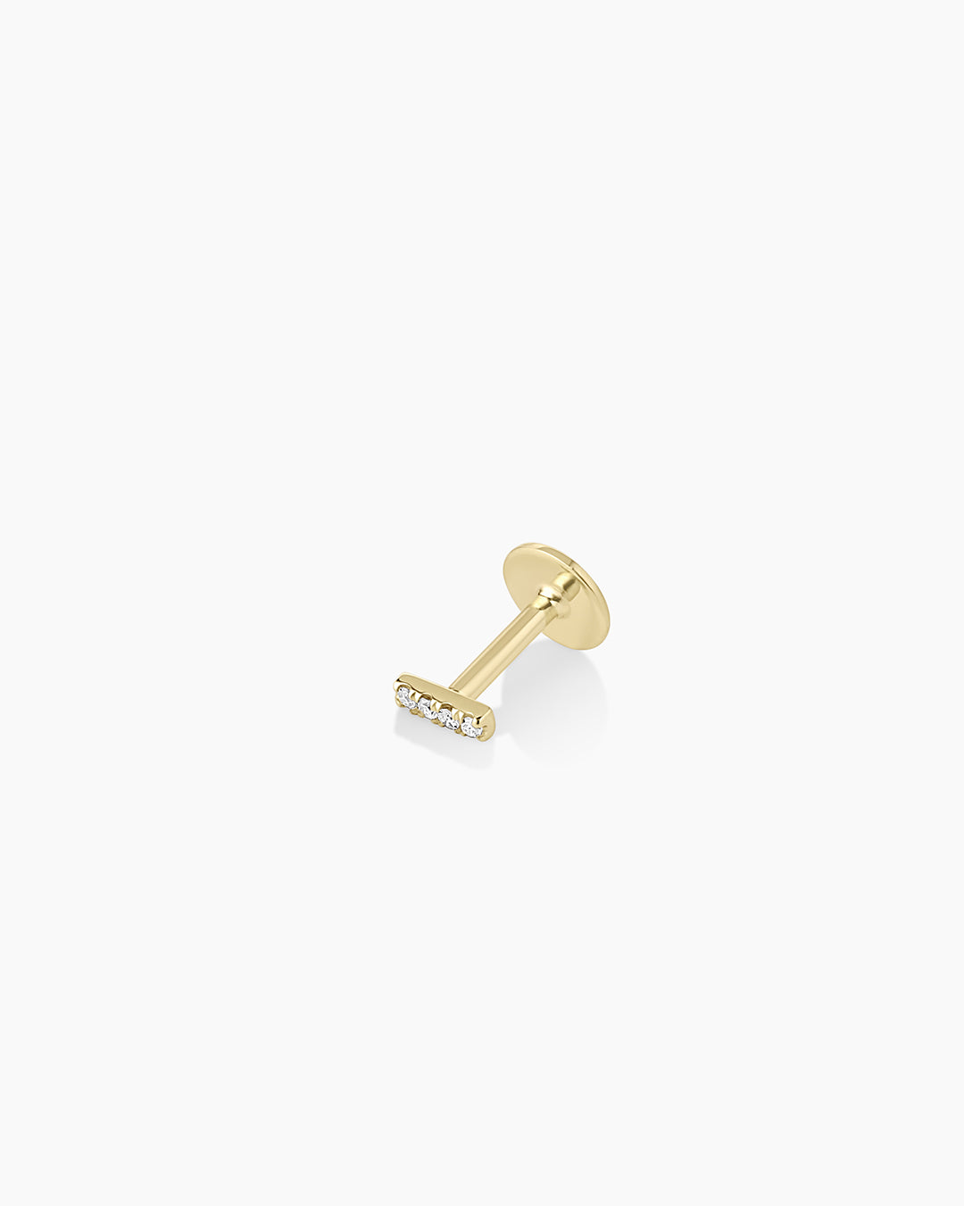 14K Diamond Pavé Bar Flat Back Single Stud