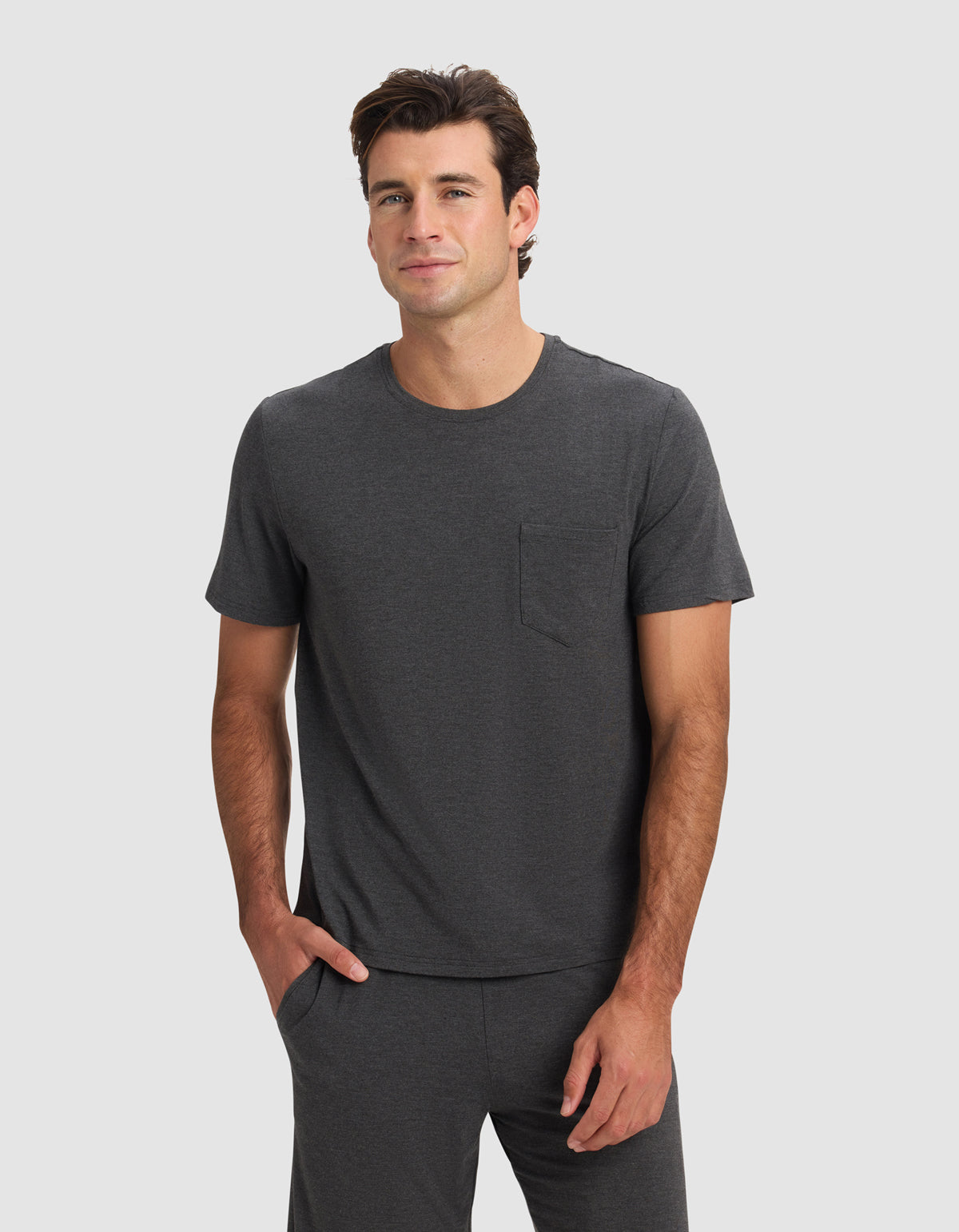 Men's Bamboo Stretch-Knit Short Sleeve Tee & Pant Pajama Set
