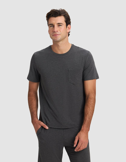 Men's Bamboo Stretch-Knit Short Sleeve Tee & Pant Pajama Set