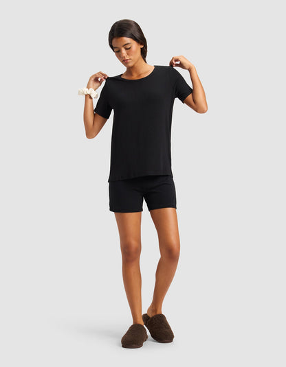 Women’s Bamboo Rib-Knit Short Sleeve Lounge Top - Last Chance