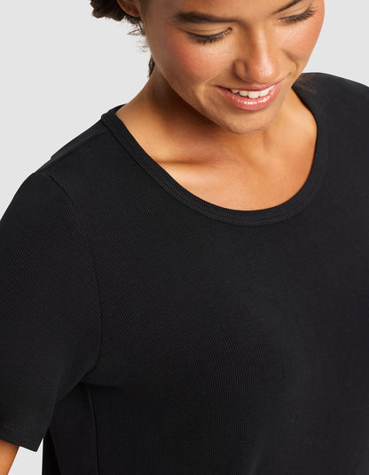Women’s Bamboo Rib-Knit Short Sleeve Lounge Top - Last Chance