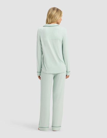 Women's Bamboo Rib-Knit Classic Long Sleeve Pajama Set