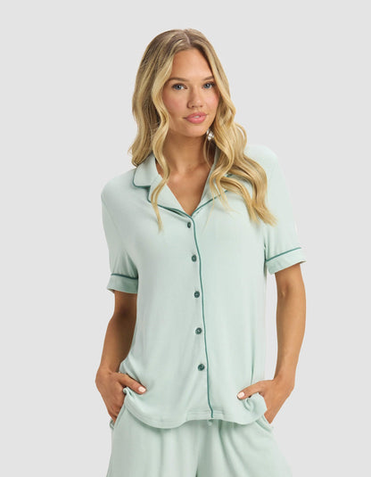 Women's Rib-Knit Classic Short Sleeve & Pant Pajama Set