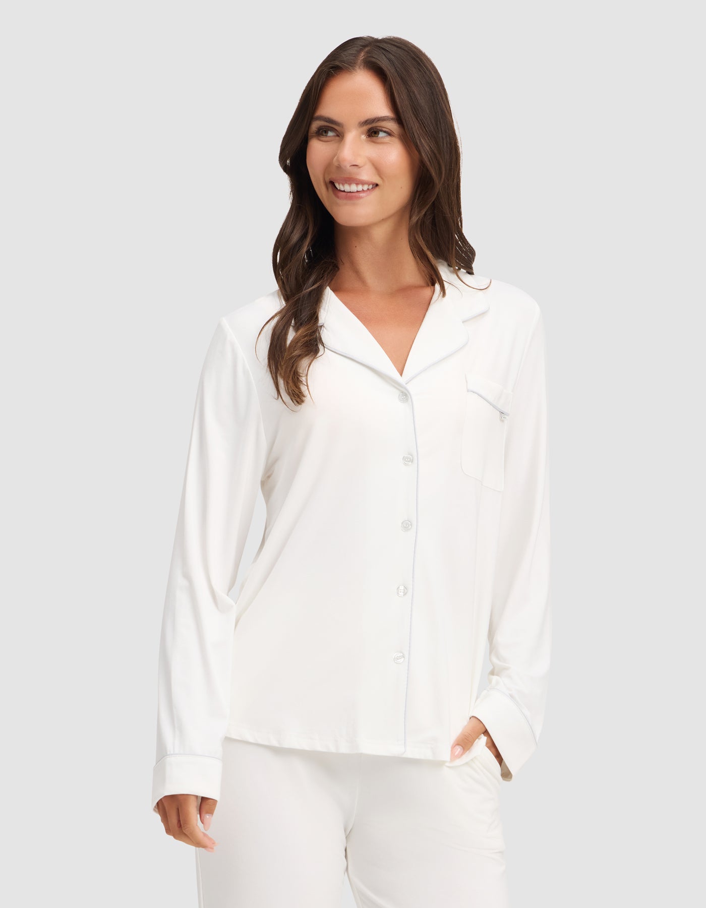 Women's Bamboo Stretch-Knit Long Sleeve Pajama Top TALL