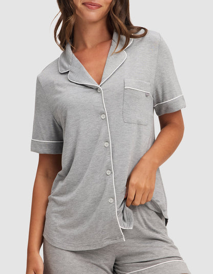 Women's Bamboo Stretch-Knit Short Sleeve & Pant Pajama Set